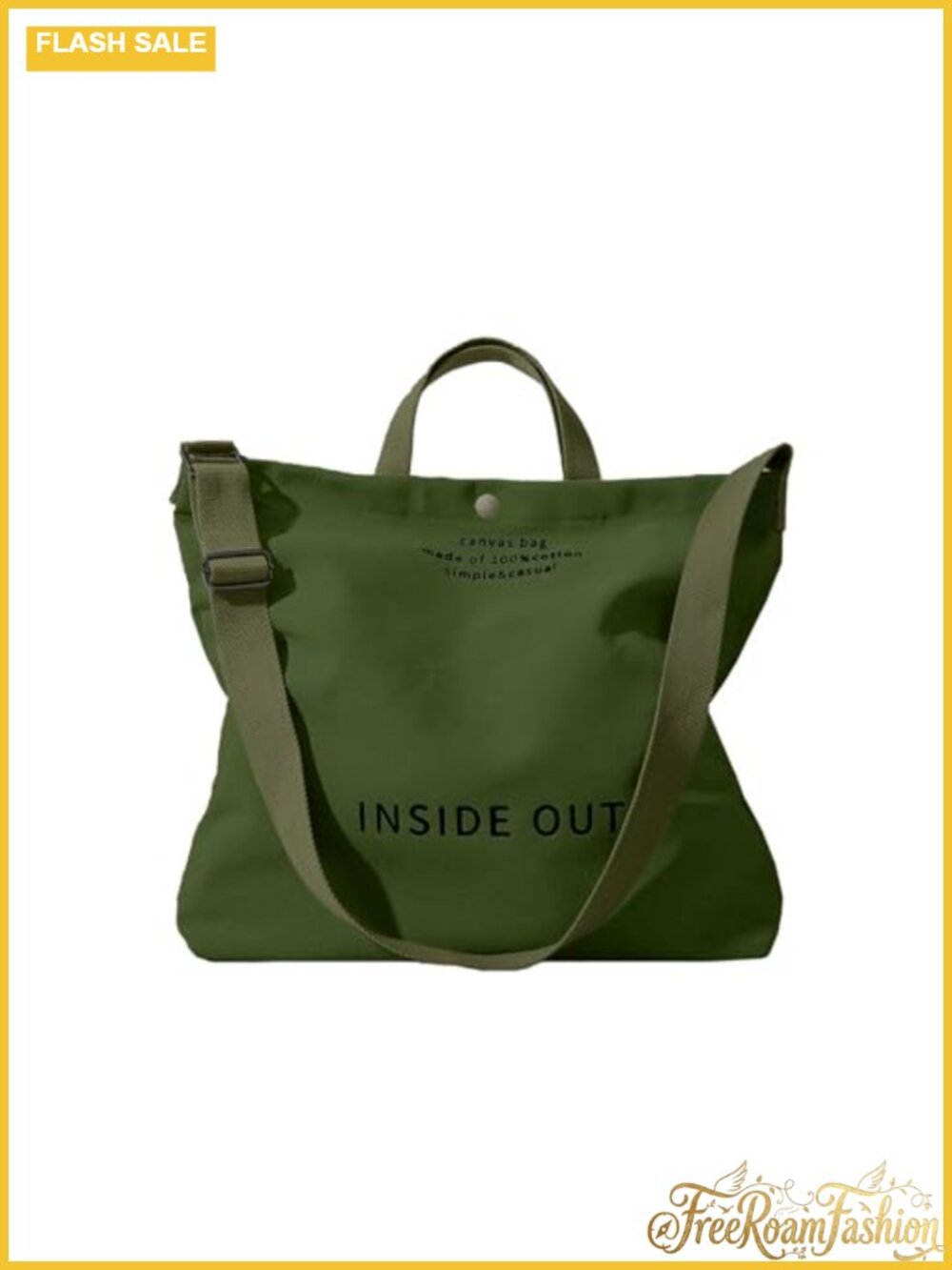 Cotton Canvas Tote Bag Crossbody Handbag Adjustable Strap Coin Purse